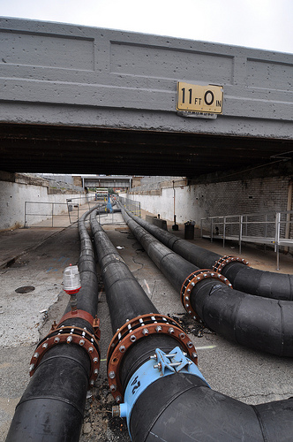 Pipes under CSX Overpass @ Merrill & Delaware Streets