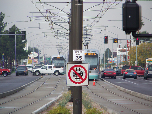 Phoenix, AZ and it's median LRT (photo: Flickr user CWaterhouse)