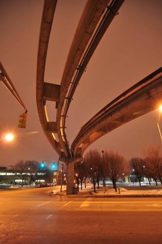 View under the tracks at 16th Street crossing