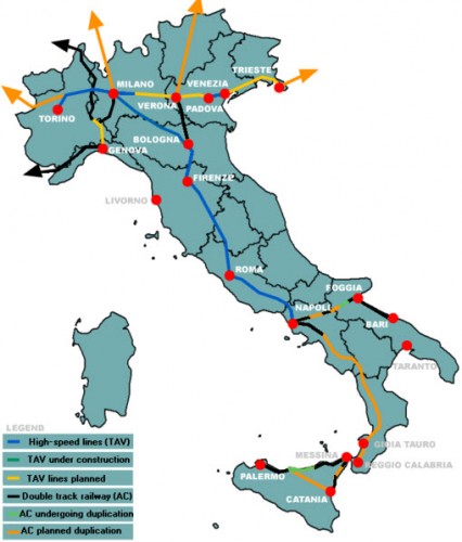Italian HSR network (image source: wikipedia)