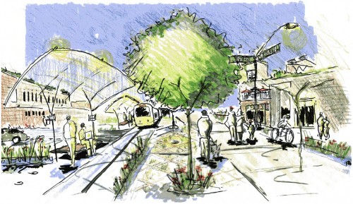 A vision of revitalization w/ Transit (image source: Smart Growth Indy)