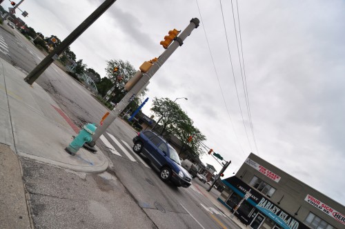 College Ave crossing; will this be upgraded? (image credit: Curt Ailes)