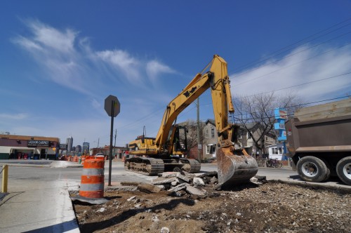 Construction on Virgina Ave in Fountain Square (image credit: Curt Ailes)