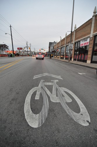 Sharrow on Broad Ripple Ave in the Village (image credit: Curt Ailes)