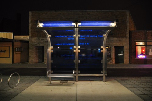 Fountain Square Bus Shelter on Cultural Trail (image credit: Curt Ailes)