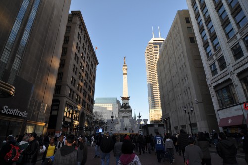 Monument Circle on Super Bowl Sunday (image credit: Curt Ailes)