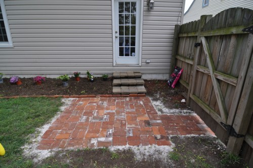 Bricks all laid and sand poured in gaps (image credit: Curt Ailes)