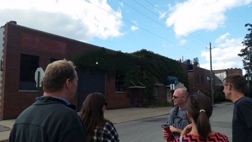 Yours truly and some attendees in front of Outliers Brewery